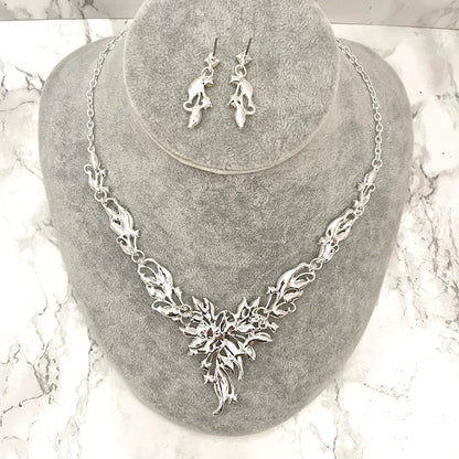 vif silver ビジューブライダルネックレス&ピアスset 【結婚式 アクセサリーセット】