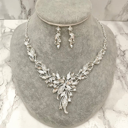 vif silver ビジューブライダルネックレス&ピアスset 【結婚式 アクセサリーセット】