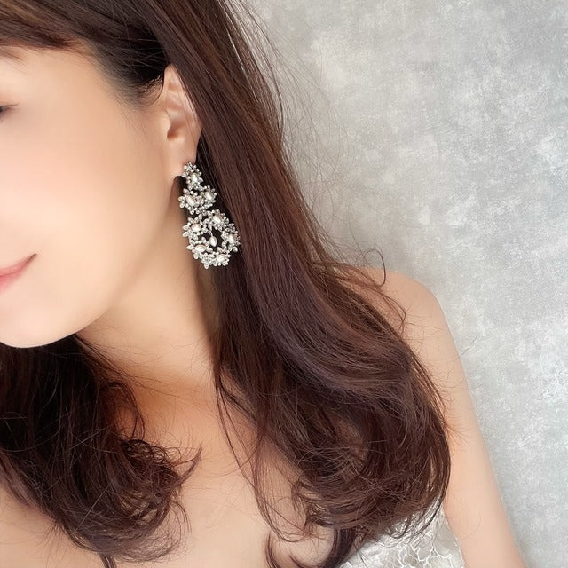 【ピアス・イヤリング】Anne パールブライダルピアス 【結婚式 ピアス イヤリング】