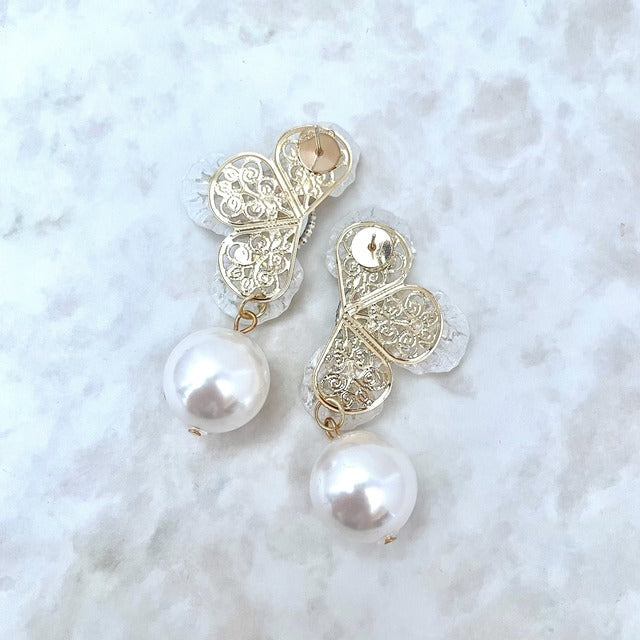 nager パールハンドメイドピアス 【結婚式 ピアス イヤリング】