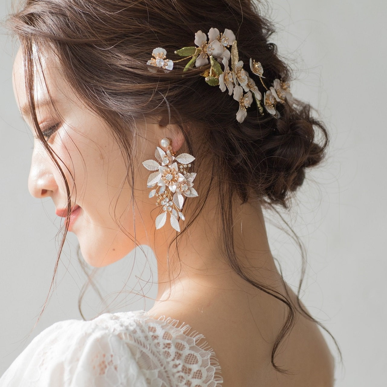 【イヤリング】ブライダルイヤリング 小枝イヤリング ビジュー ゴールド p4 【結婚式 ピアス イヤリング】