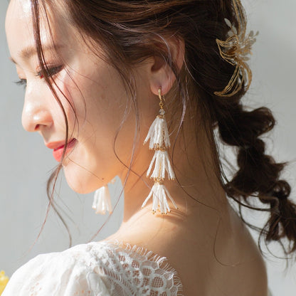 【ピアス】ブライダルピアス タッセル ビーズ ゴールド p6 【結婚式 ピアス イヤリング】