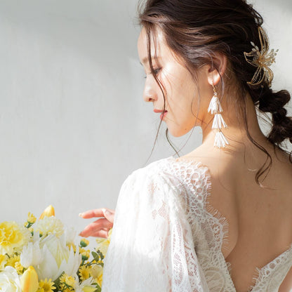 【ピアス】ブライダルピアス タッセル ビーズ ゴールド p6 【結婚式 ピアス イヤリング】