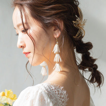 【ピアス】ブライダルピアス タッセル ビーズ ゴールド p6 【結婚式 ピアス イヤリング】