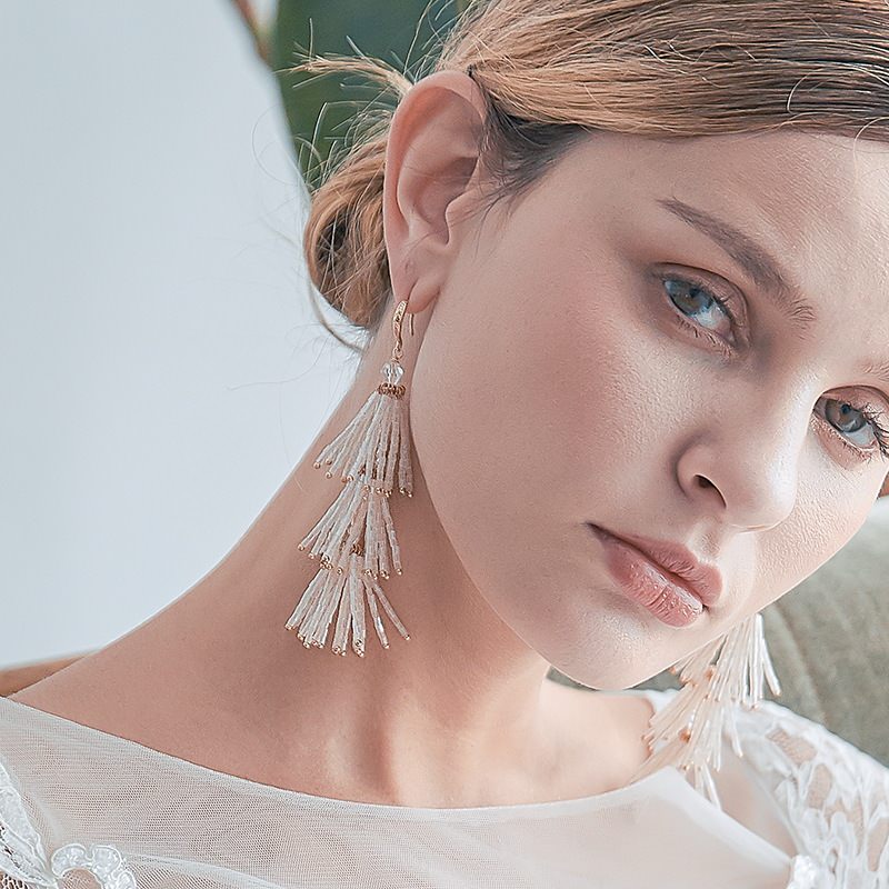 【ピアス】ブライダルピアス タッセル ビーズ ゴールド p6 【結婚式 ピアス イヤリング】