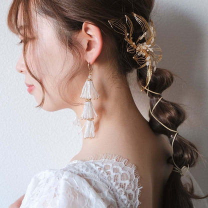 【ピアス】ブライダルピアス タッセル ビーズ ゴールド p6 【結婚式 ピアス イヤリング】