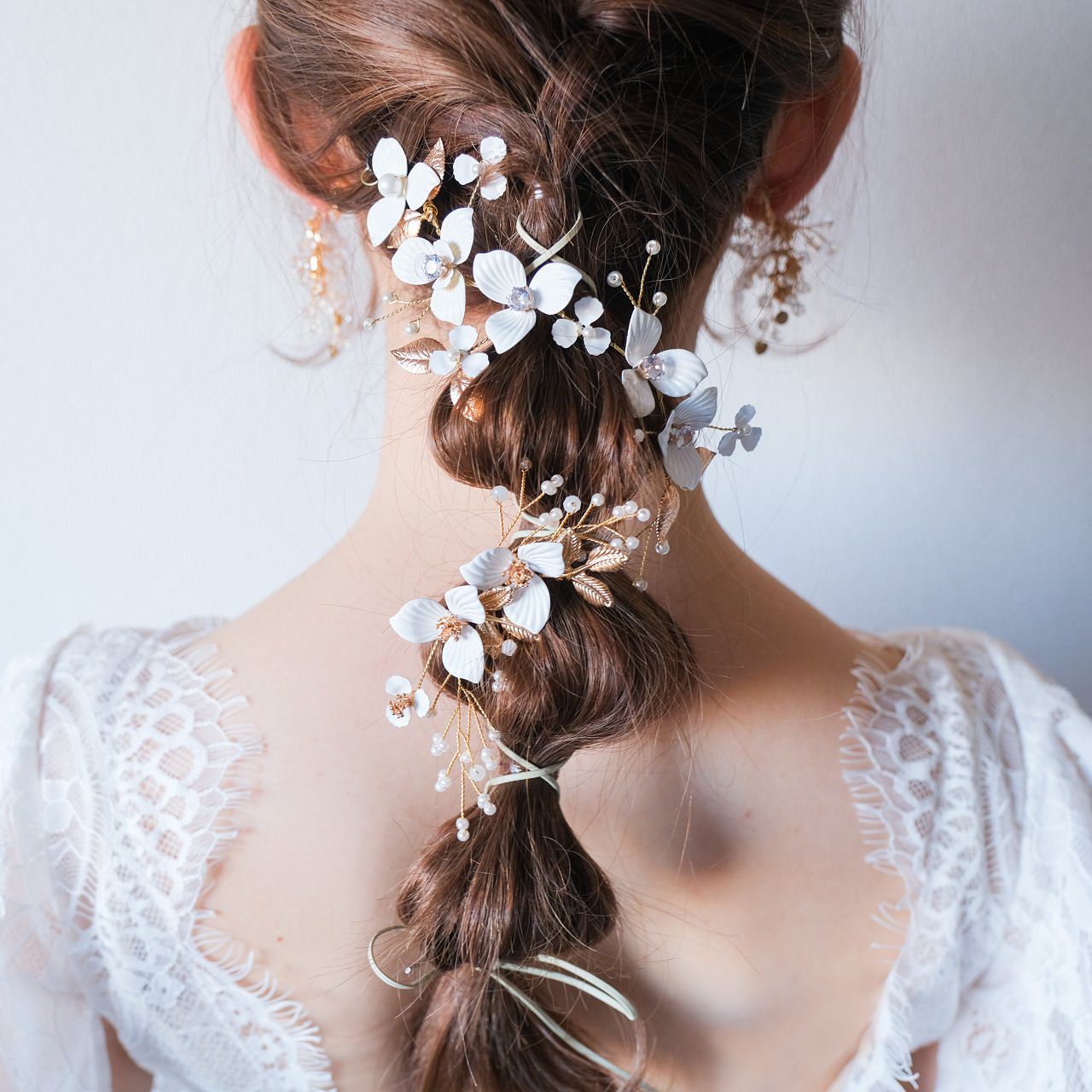 (2点セット) ブライダルヘッドドレス フラワー ピン パール ゴールド p8 【結婚式 ヘアアクセサリー】