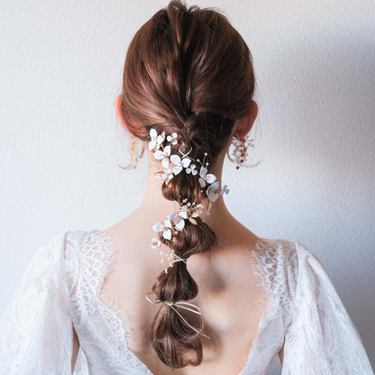 (2点セット) ブライダルヘッドドレス フラワー ピン パール ゴールド p8 【結婚式 ヘアアクセサリー】