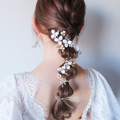 (2点セット) ブライダルヘッドドレス フラワー ピン パール ゴールド p8 【結婚式 ヘアアクセサリー】