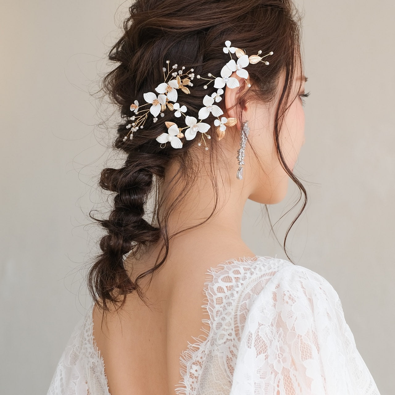 (2点セット) ブライダルヘッドドレス フラワー ピン パール ゴールド p8 【結婚式　ヘアアクセサリー】