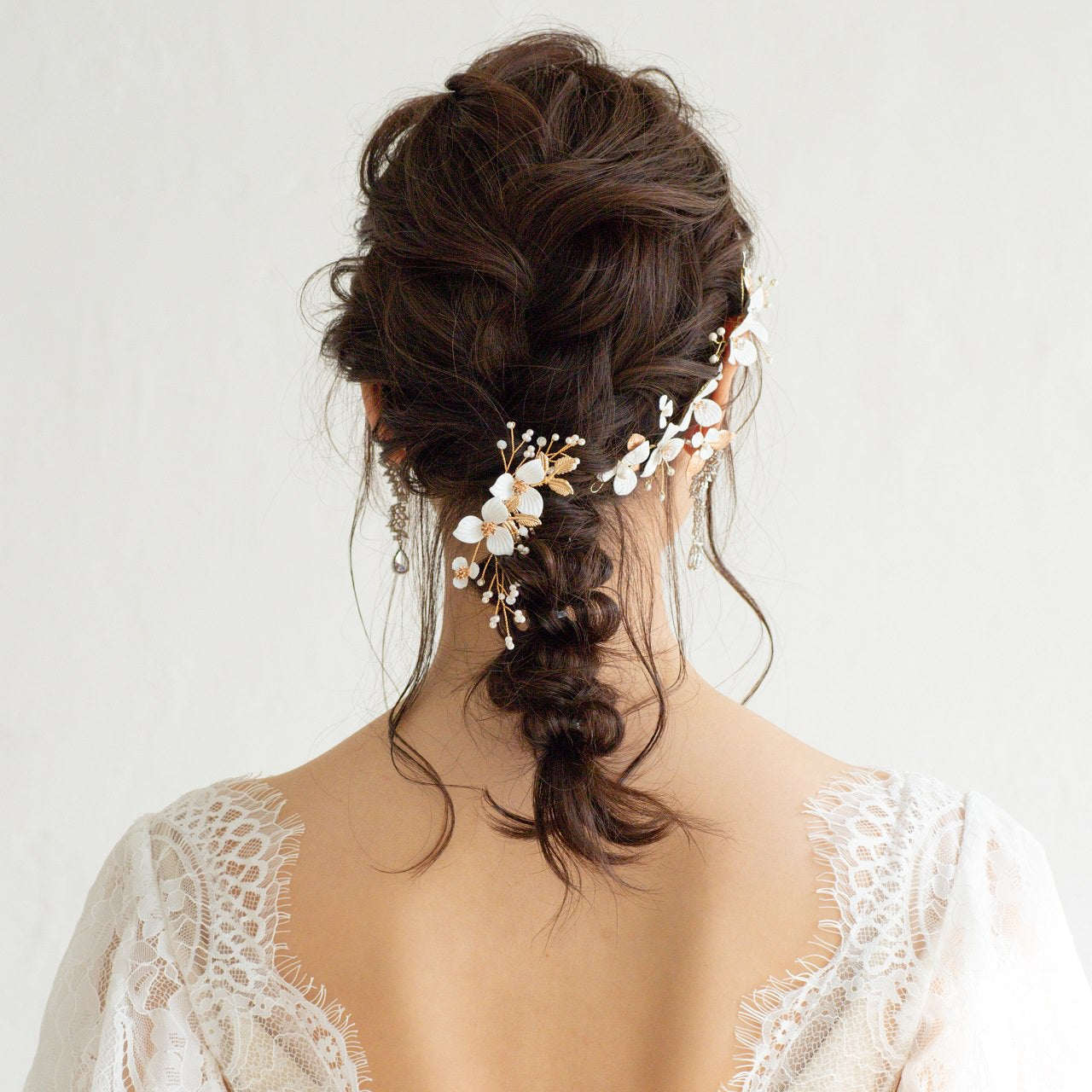 (2点セット) ブライダルヘッドドレス フラワー ピン パール ゴールド p8 【結婚式 ヘアアクセサリー】