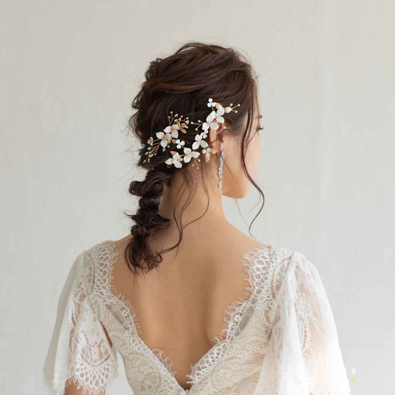 (2点セット) ブライダルヘッドドレス フラワー ピン パール ゴールド p8 【結婚式 ヘアアクセサリー】