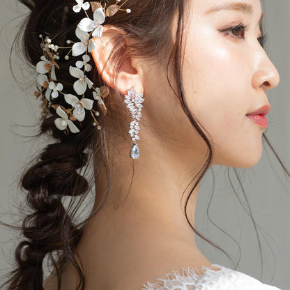 【ピアス】ジルコニア ビジュー ウェディング ブライダルピアス p9 【結婚式 ピアス イヤリング】