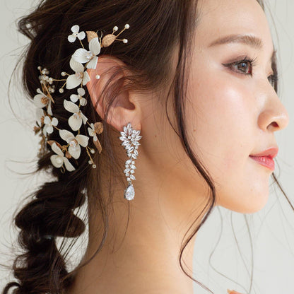 【ピアス】ジルコニア ビジュー ウェディング ブライダルピアス p9 【結婚式 ピアス イヤリング】