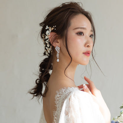 【イヤリング】ジルコニア ビジュー ウェディング ブライダルイヤリング p9 【結婚式 ピアス イヤリング】