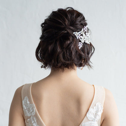 (4点セット) ブライダルヘッドドレス フラワー リーフ ヘッドコーム ピン【シルバー】p10 【結婚式 ヘアアクセサリー】