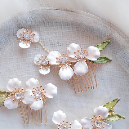 (3点セット) ブライダルヘッドドレス フラワー ピン パール ゴールド p12 【結婚式 ヘアアクセサリー】