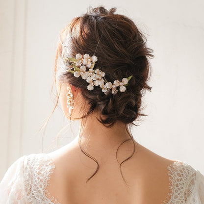 (3点セット) ブライダルヘッドドレス フラワー ピン パール ゴールド p12 【結婚式 ヘアアクセサリー】