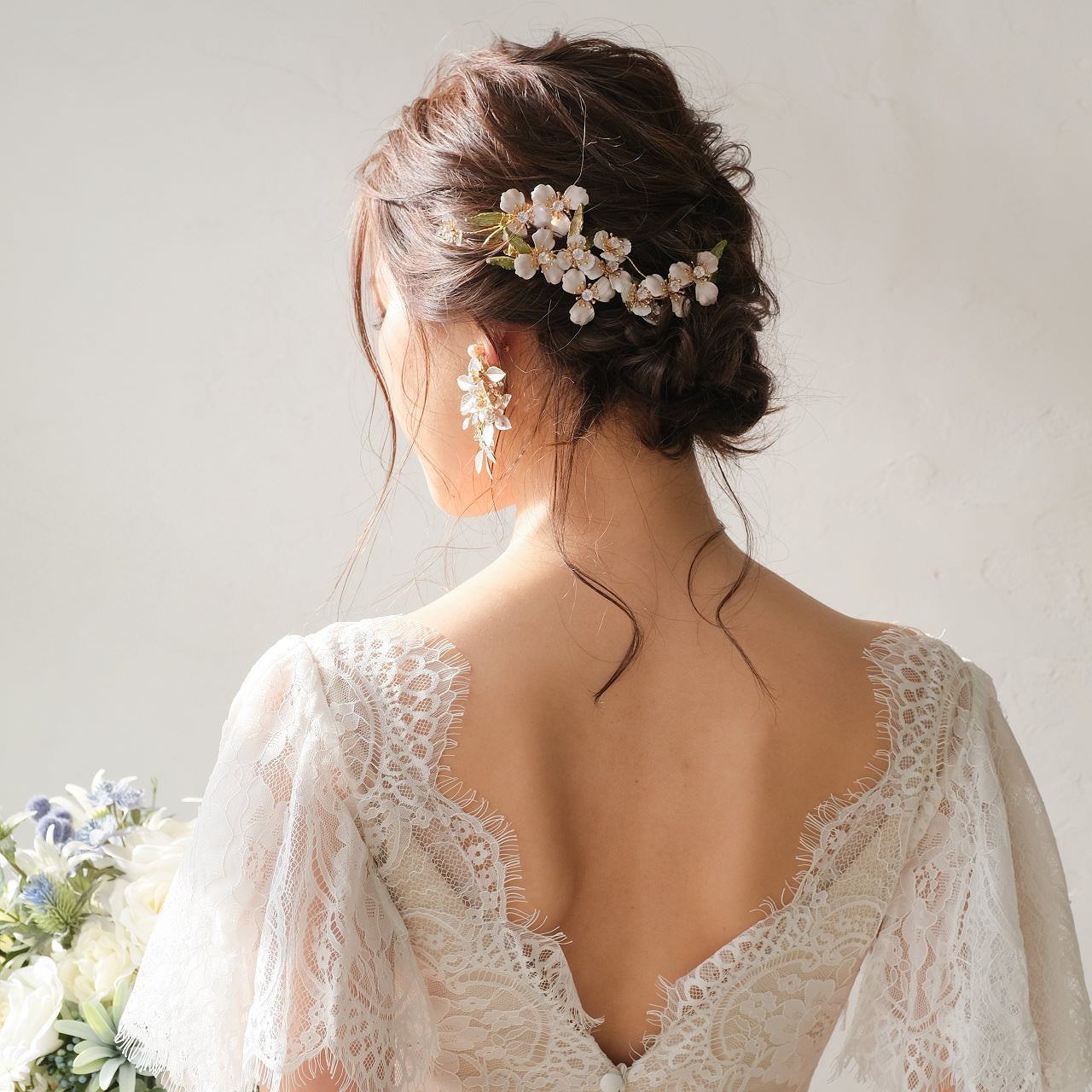 (3点セット) ブライダルヘッドドレス フラワー ピン パール ゴールド p12 【結婚式 ヘアアクセサリー】