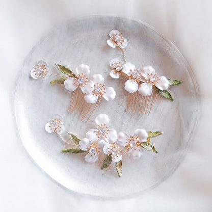 (3点セット) ブライダルヘッドドレス フラワー ピン パール ゴールド p12 【結婚式 ヘアアクセサリー】