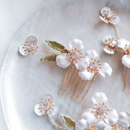 (3点セット) ブライダルヘッドドレス フラワー ピン パール ゴールド p12 【結婚式 ヘアアクセサリー】