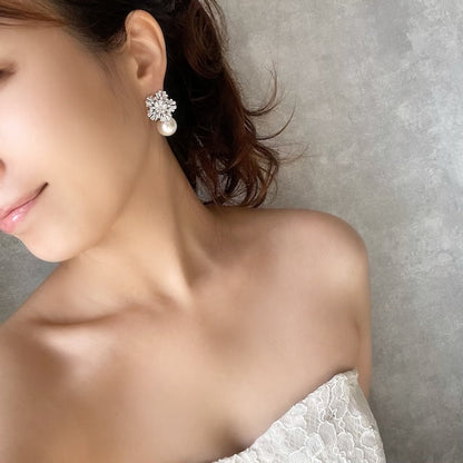 【ピアス・イヤリング】flocon ジルコニアブライダルピアス 【結婚式 ピアス イヤリング】