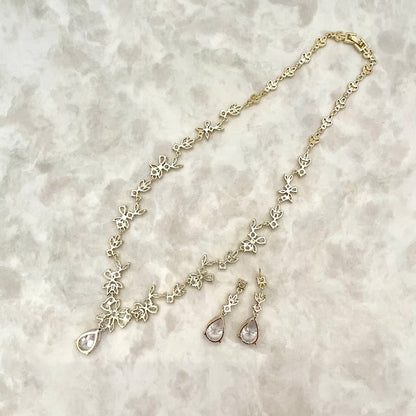 juri yellowgold ジルコニア ネックレス&ピアスセット 【結婚式 アクセサリーセット】