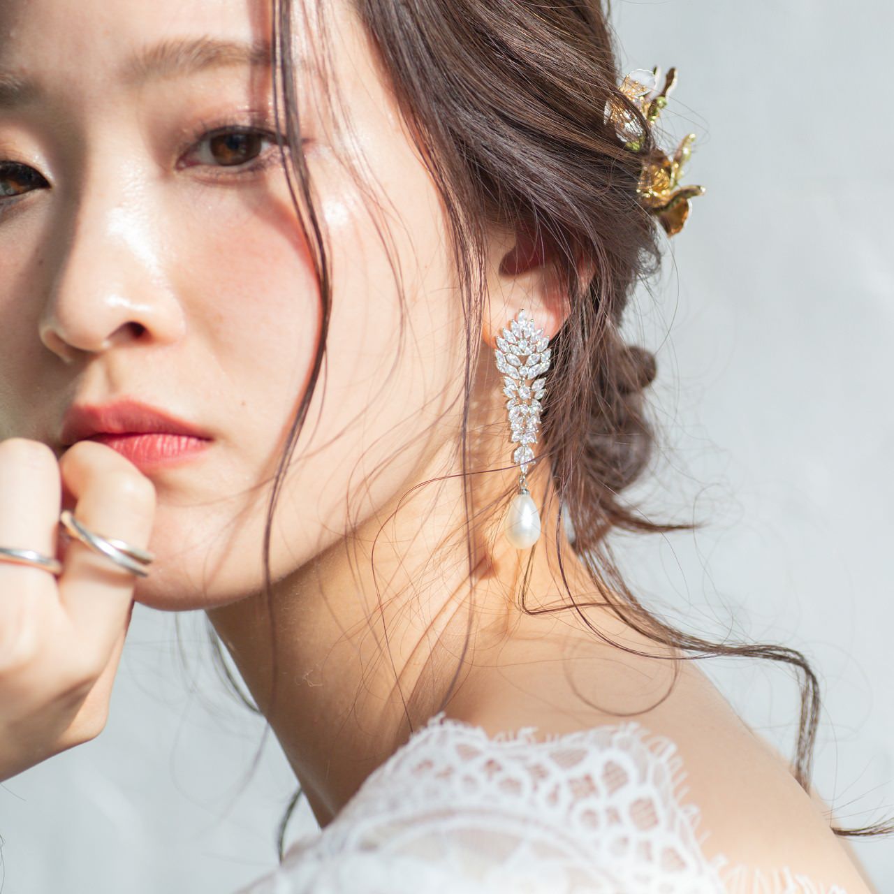 【ピアス】ジルコニア ビジュー パール ウェディング ブライダルピアス p13 【結婚式 ピアス イヤリング】