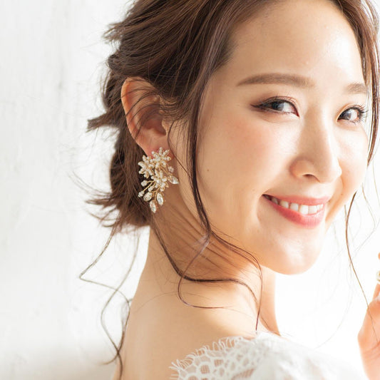 【イヤリング】ブライダルイヤリング 小枝イヤリング ビジュー ゴールド p14 【結婚式 ピアス イヤリング】