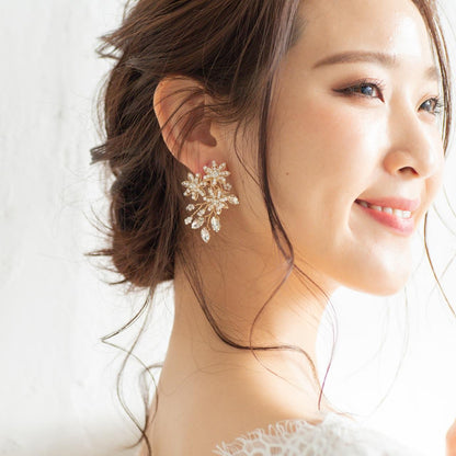 【イヤリング】ブライダルイヤリング 小枝イヤリング ビジュー ゴールド p14 【結婚式 ピアス イヤリング】