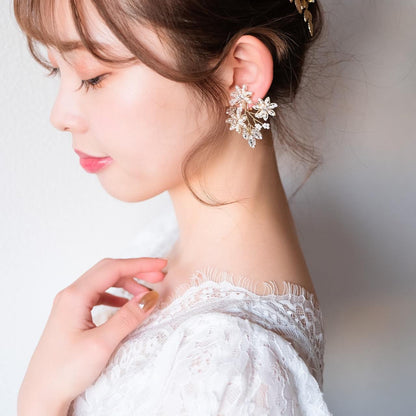 【イヤリング】ブライダルイヤリング 小枝イヤリング ビジュー ゴールド p14 【結婚式 ピアス イヤリング】