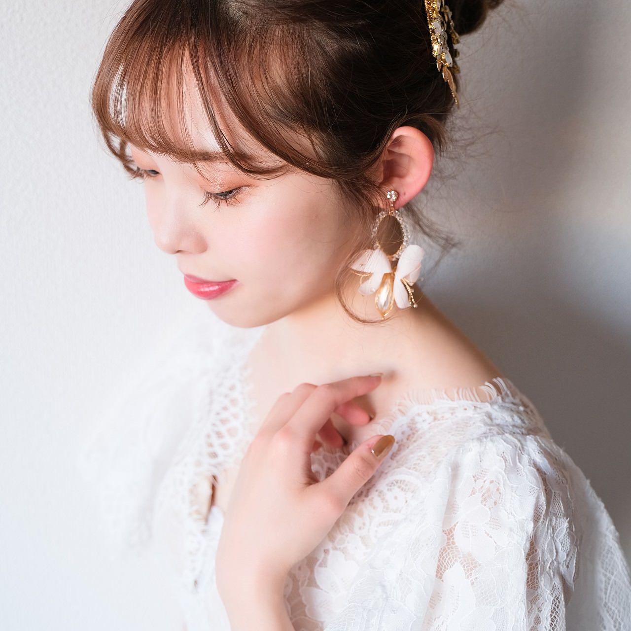 【イヤリング】ブライダルイヤリング 小枝イヤリング パール ゴールド p15 【結婚式 ピアス イヤリング】