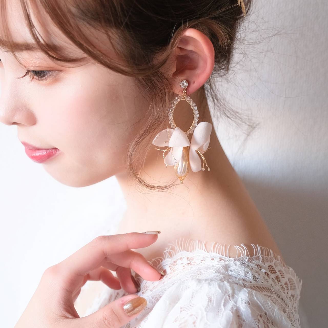 【イヤリング】ブライダルイヤリング 小枝イヤリング パール ゴールド p15 【結婚式 ピアス イヤリング】