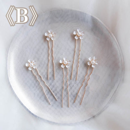 (5点セット)ブライダルヘッドドレス 小枝ピン 小花ピン ゴールド p17 【結婚式 ヘアアクセサリー】