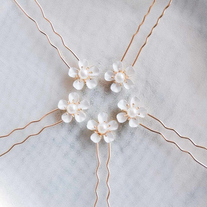 (5点セット)ブライダルヘッドドレス 小枝ピン 小花ピン ゴールド p17 【結婚式 ヘアアクセサリー】