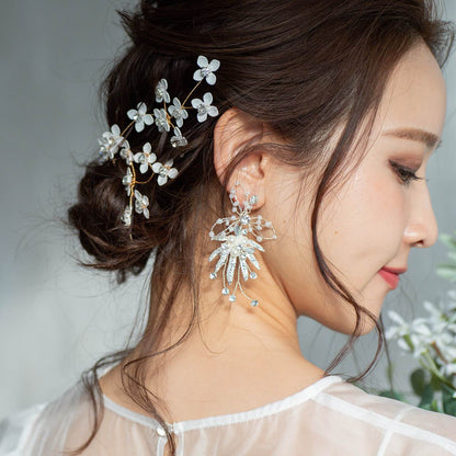 【ピアス】ブライダルピアス 小枝ピアス パール ビジュー シルバー p18 【結婚式 ピアス イヤリング】