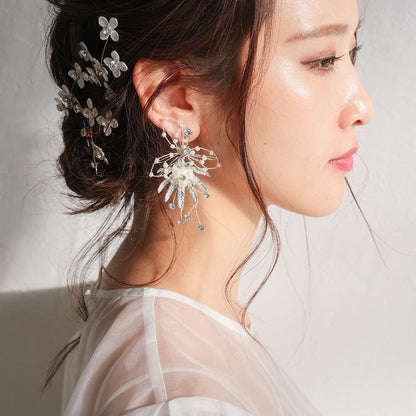 【ピアス】ブライダルピアス 小枝ピアス パール ビジュー シルバー p18 【結婚式 ピアス イヤリング】