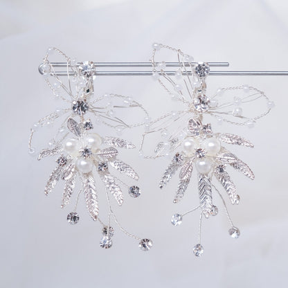 【ピアス】ブライダルピアス 小枝ピアス パール ビジュー シルバー p18 【結婚式 ピアス イヤリング】