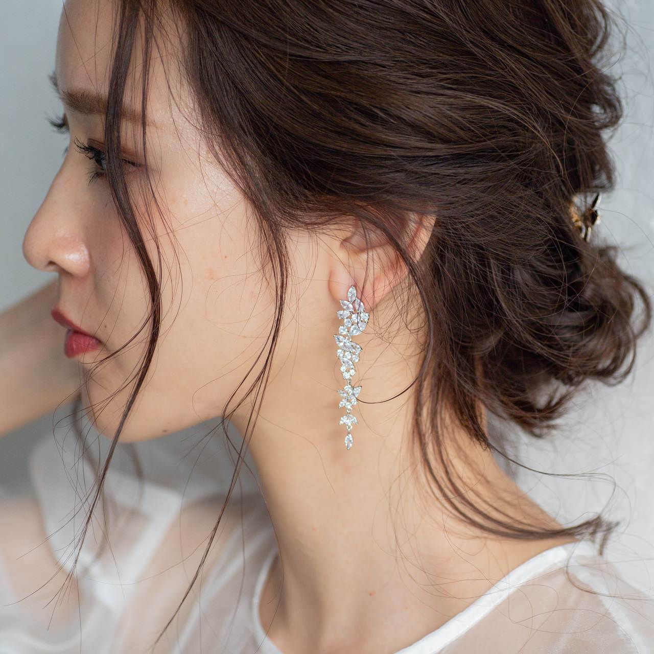 【イヤリング】ジルコニア ビジュー ウェディング ブライダルイヤリング p19 【結婚式 ピアス イヤリング】