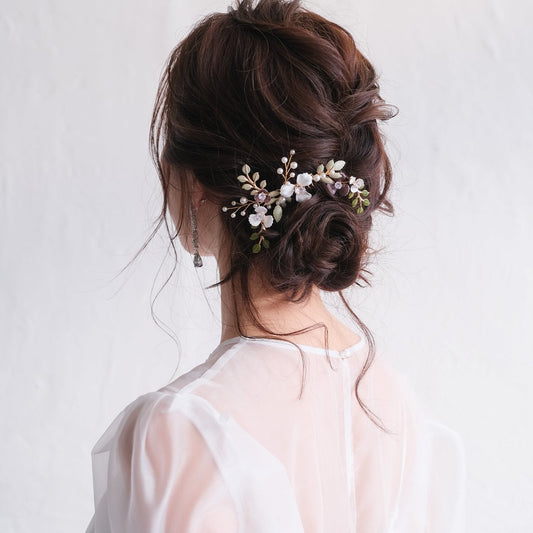 ブライダルヘッドドレス フラワー ビジュー パール ゴールド p20 【結婚式 ヘアアクセサリー】