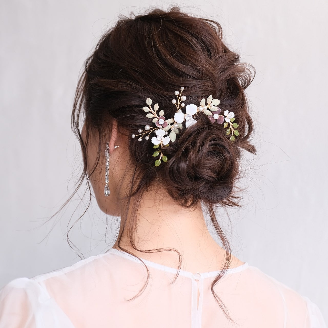 ブライダルヘッドドレス フラワー ビジュー パール ゴールド p20 【結婚式 ヘアアクセサリー】