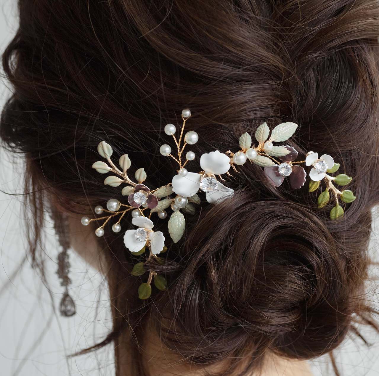 ブライダルヘッドドレス フラワー ビジュー パール ゴールド p20 【結婚式 ヘアアクセサリー】