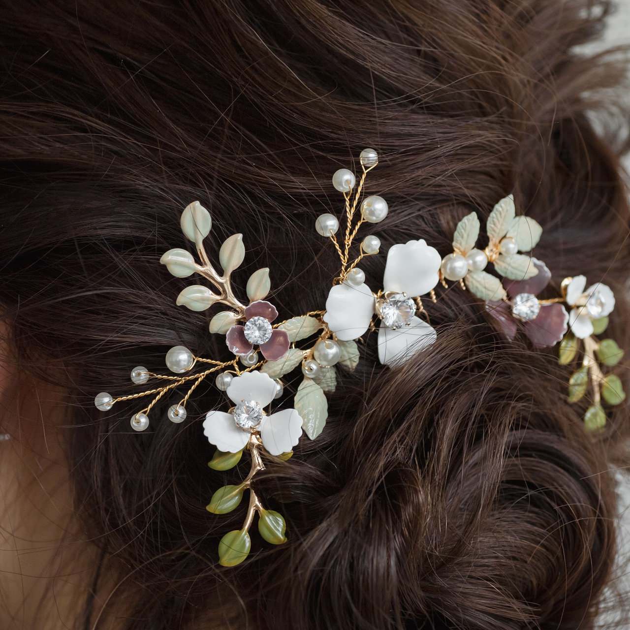 ブライダルヘッドドレス フラワー ビジュー パール ゴールド p20 【結婚式 ヘアアクセサリー】