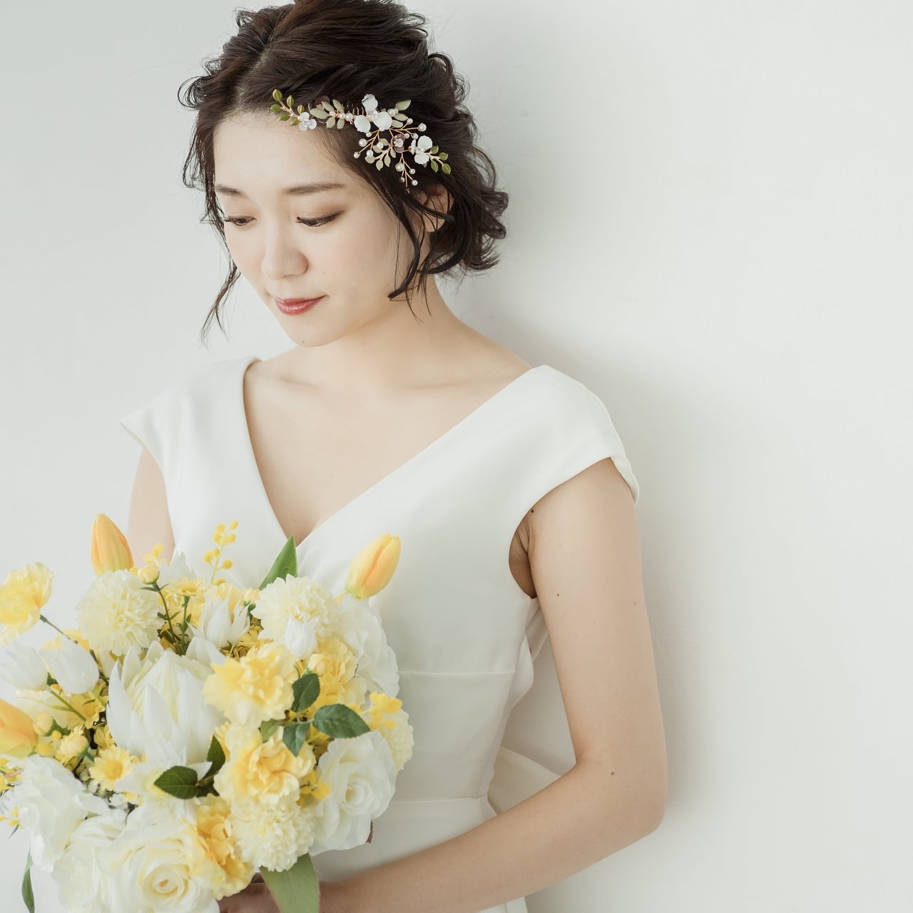 ブライダルヘッドドレス フラワー ビジュー パール ゴールド p20 【結婚式 ヘアアクセサリー】