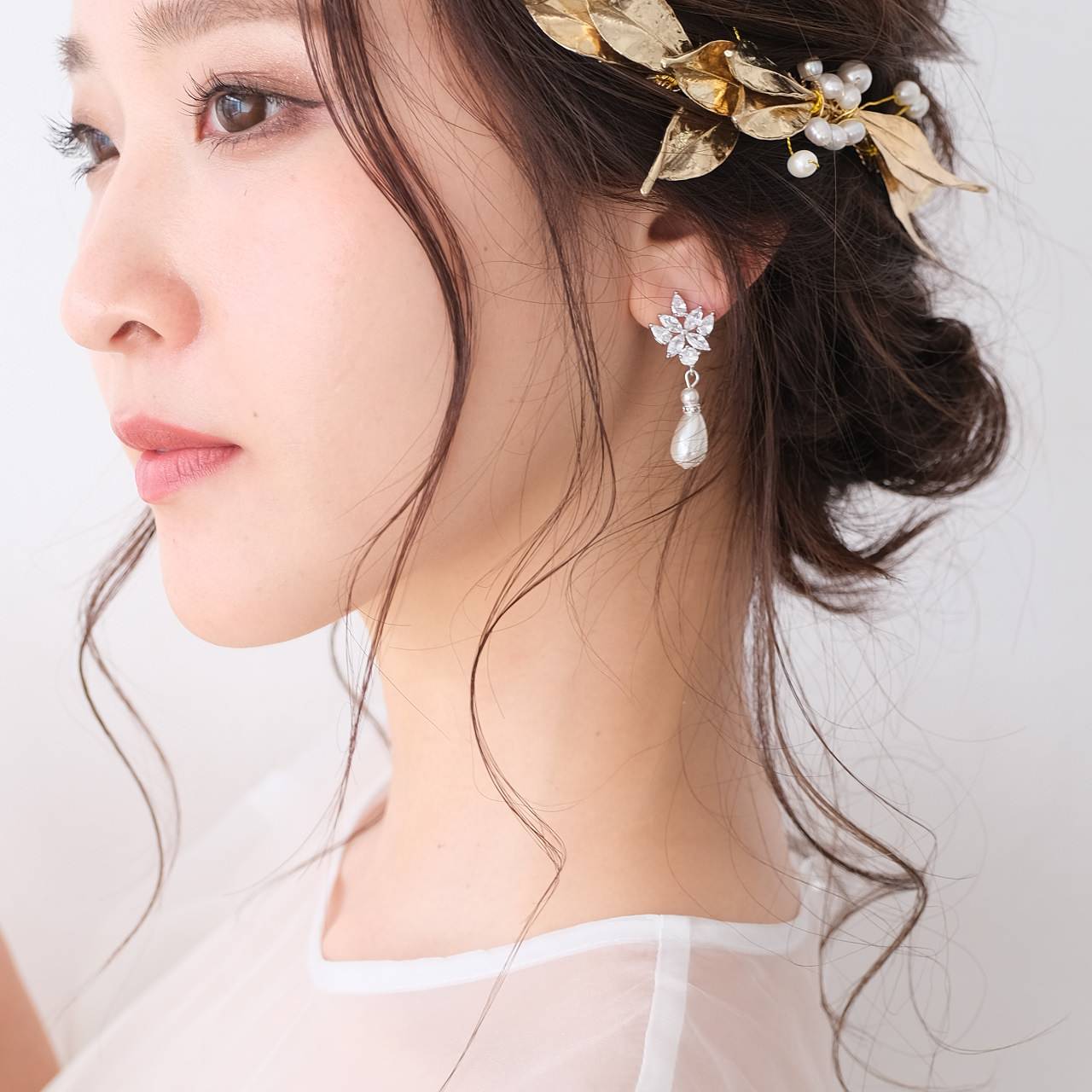【ピアス】ジルコニア パール ビジュー ウェディング ブライダルピアス p21 【結婚式 ピアス イヤリング】