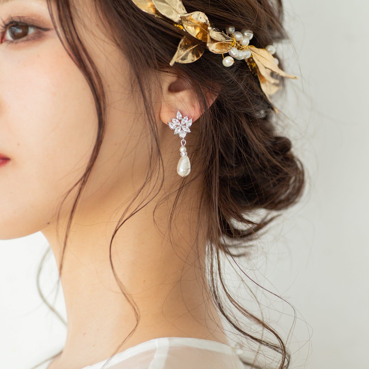 【ピアス】ジルコニア パール ビジュー ウェディング ブライダルピアス p21 【結婚式 ピアス イヤリング】