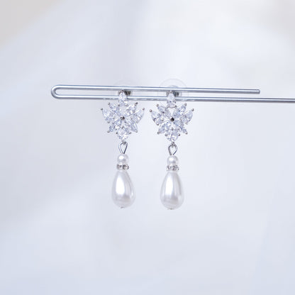 【ピアス】ジルコニア パール ビジュー ウェディング ブライダルピアス p21 【結婚式 ピアス イヤリング】