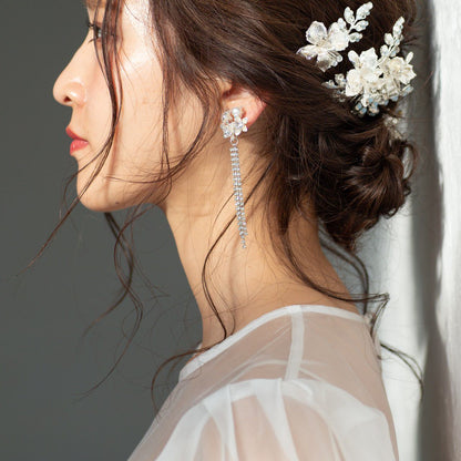 【ピアス】ブライダルピアス ラインストーン タッセルピアス ウェディングピアス p30 【結婚式 ピアス イヤリング】