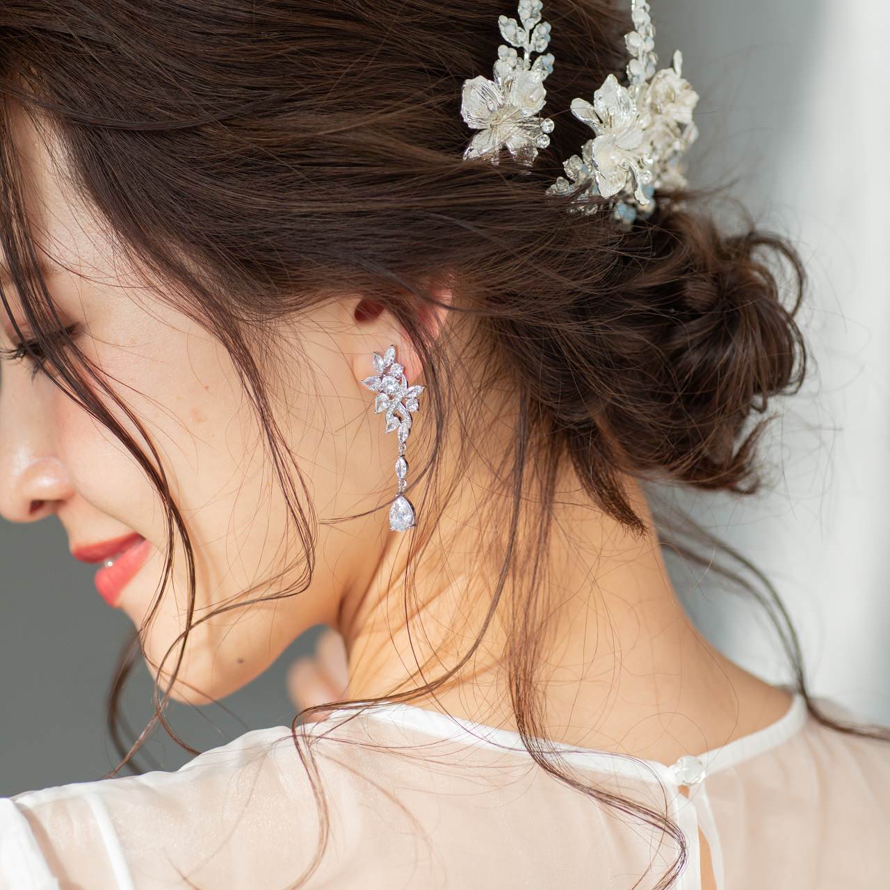 【ピアス】ジルコニア ビジュー ウェディングピアス ブライダルピアス p23 【結婚式 ピアス イヤリング】