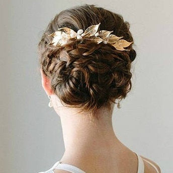 ブライダルヘッドドレス パール リーフ ヘッドコーム ゴールド p26 【結婚式 ヘアアクセサリー】